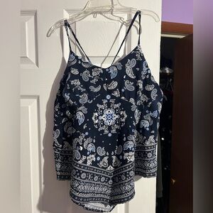 Navy bandanna print summer top